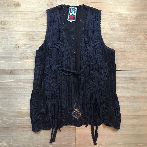 Johnny Was Jackets & Blazers - Johnny Was Crochet Eyelet Vest